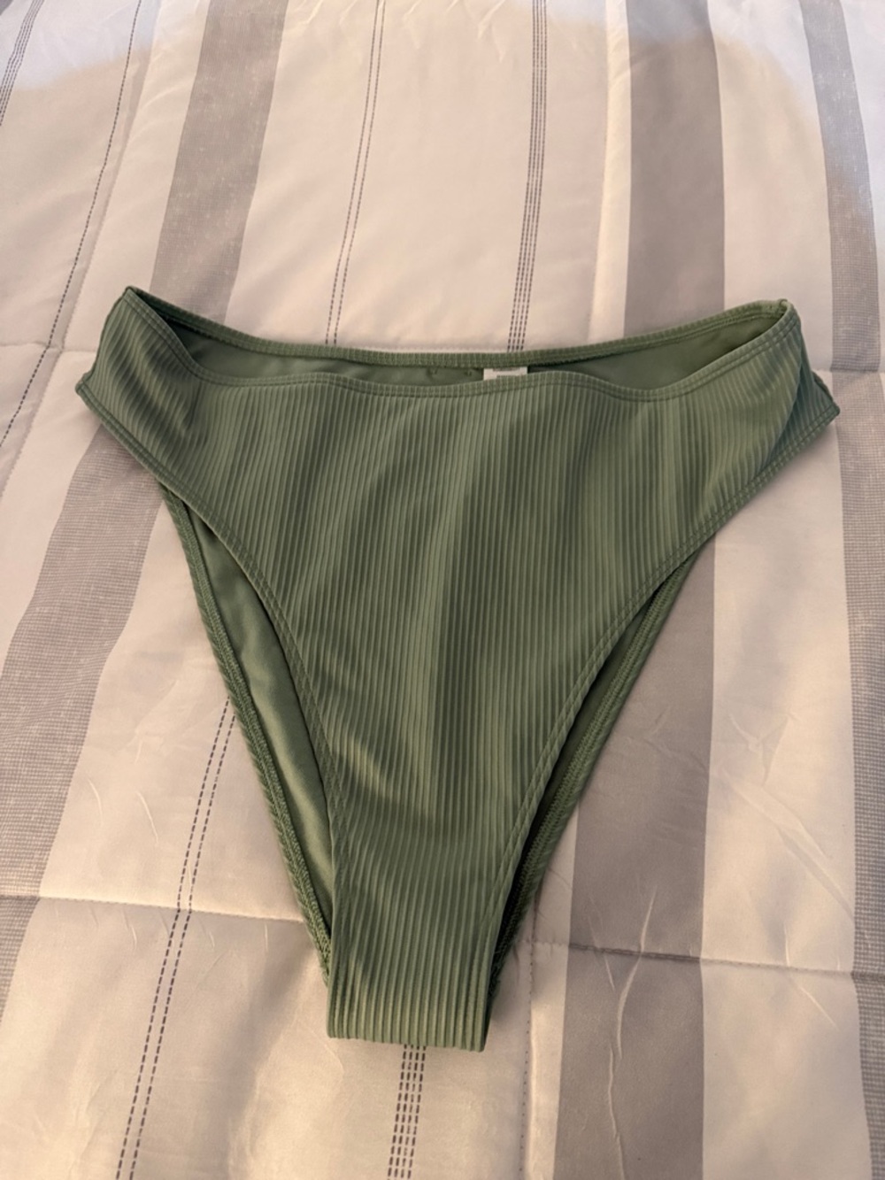 Hollister Olive Green Ribbed High-Cut Bikini Bottoms